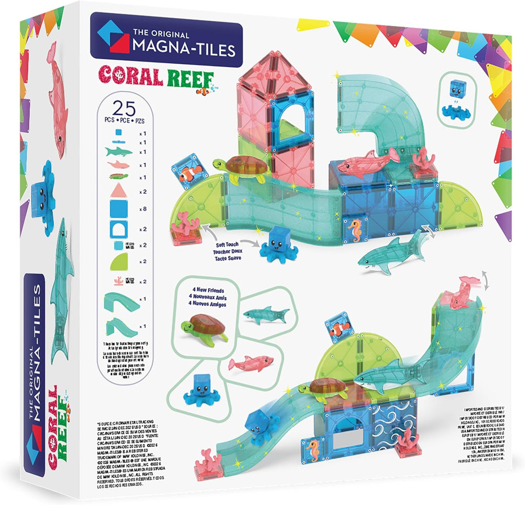 MAGNA-TILES Coral Reef - Juego de construcción magnética de 25 piezas, la marca original de construcción magnética