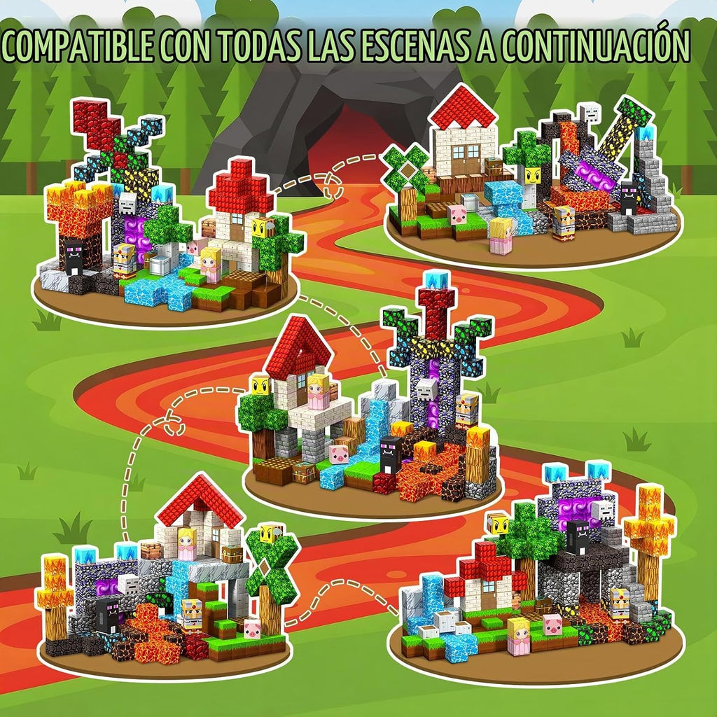 208 bloques magnéticos, cubos de construcción, juguetes de regalo