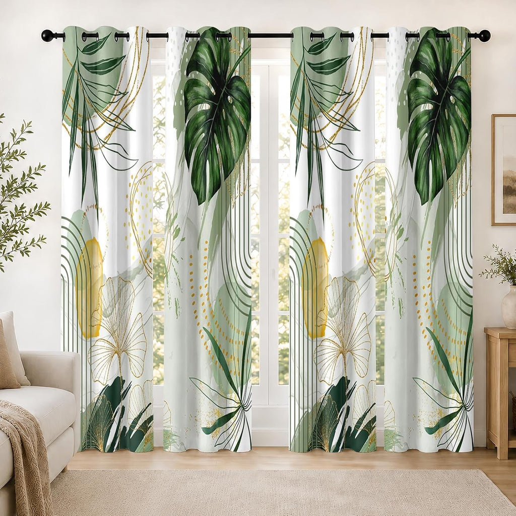 4 paneles de cortinas opacas, cortinas botánicas bohemias para
