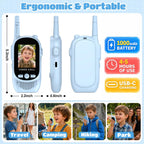 Walkie Talkies de video para niños, paquete de 2 juguetes recargables para cámara y pantalla, chat de campamento de largo alcance para interiores y exteriores, radios bidireccionales, regalos de
