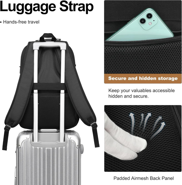 Mochila para laptop Boavan para hombres (Negro, 15.6), Negro y gris...