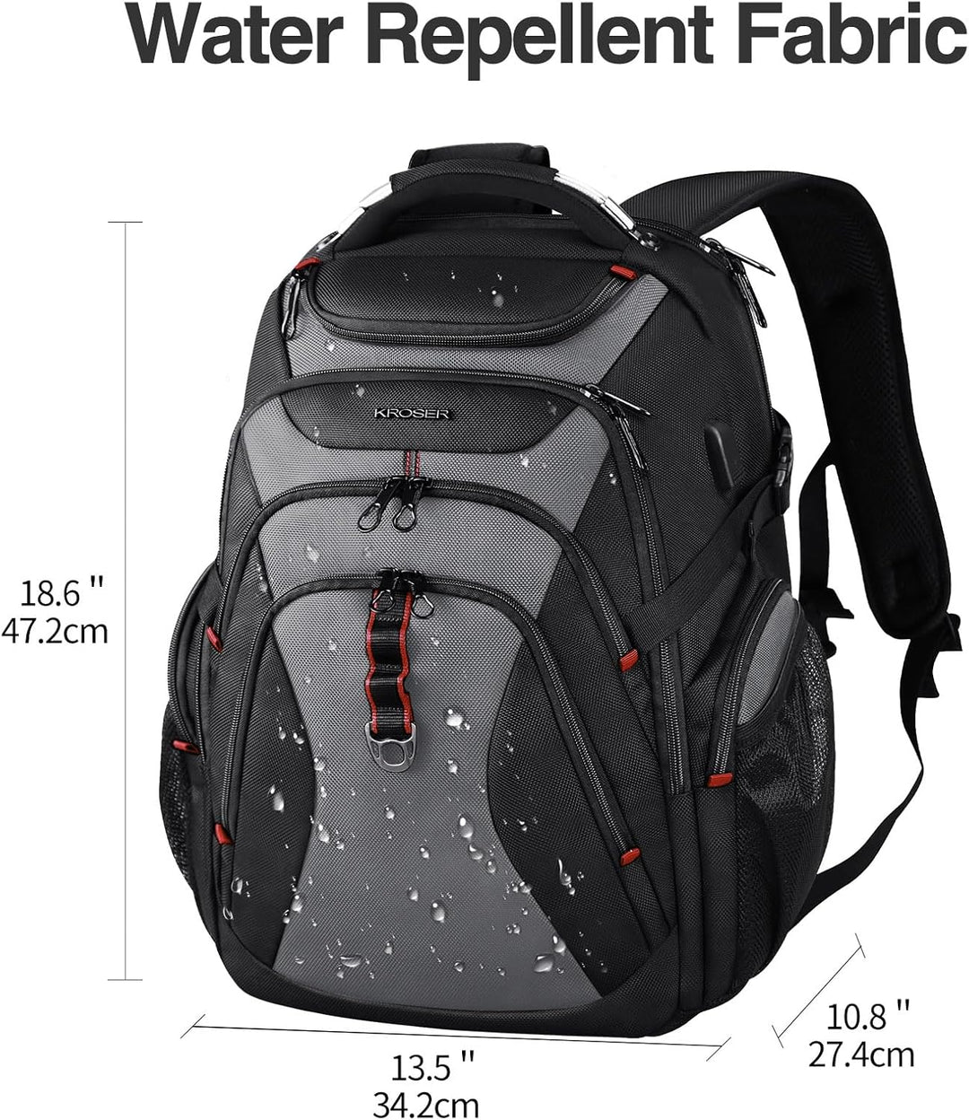 KROSER Mochila de viaje para laptop, 17,3 pulg.