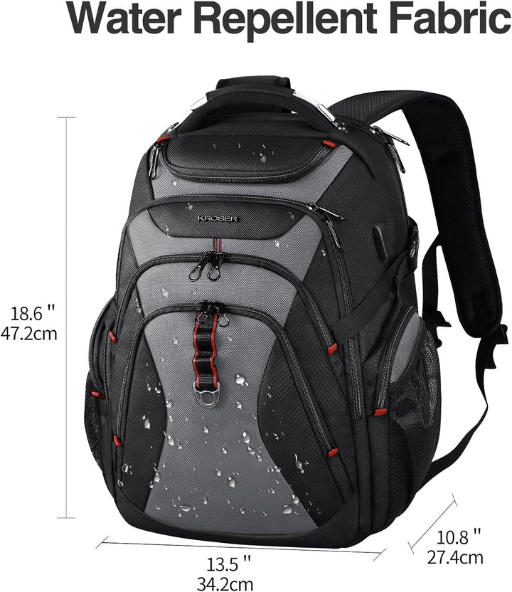 KROSER Mochila de viaje para laptop, 17,3 pulg.