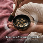 Juego de cuencos tibetanos – Cuenco de meditación fácil de jugar y apto para principiantes con cojín, mazo y estuche | Alivio del estrés y atención plena | Listo para regalo