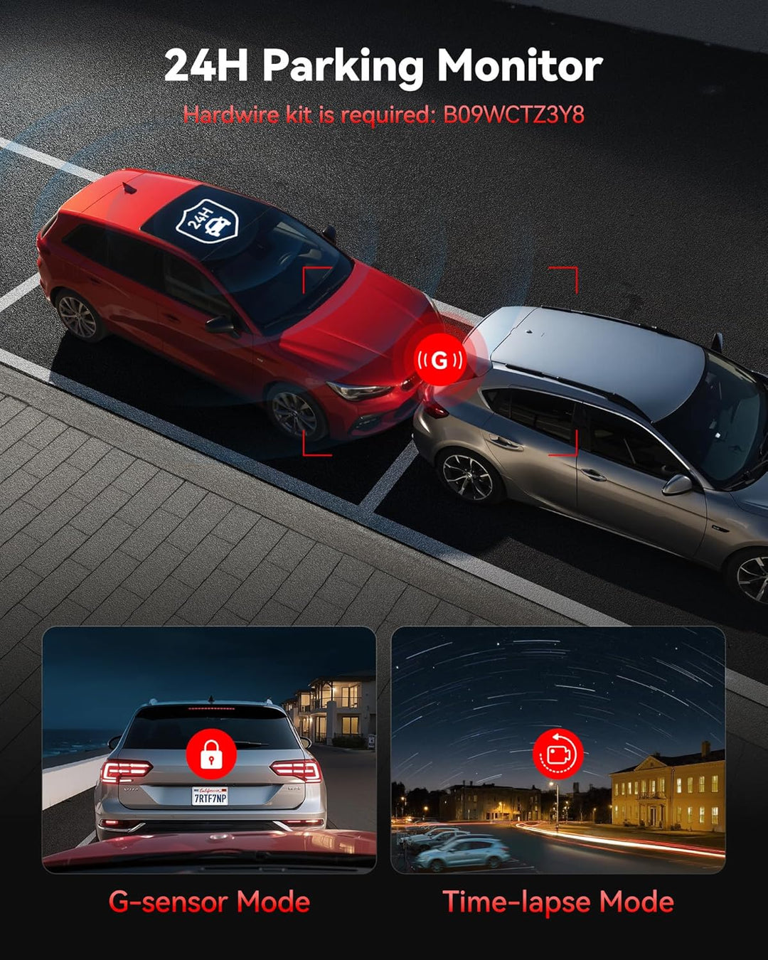 REDTIGER Cámara de tablero 4K frontal trasera sensor