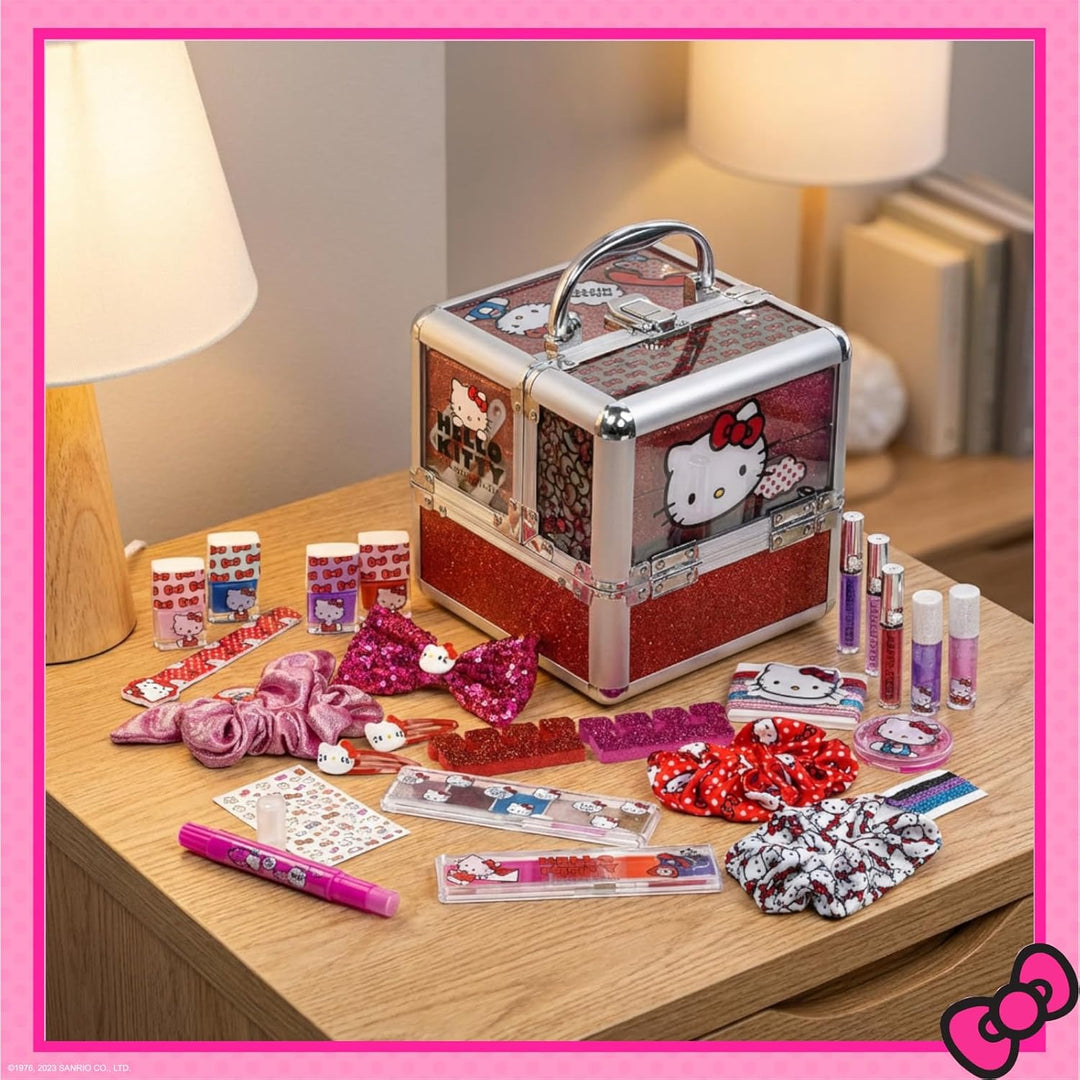 Estuche de Maquillaje Cosmético Hello Kitty Train Case Incluye Bril...