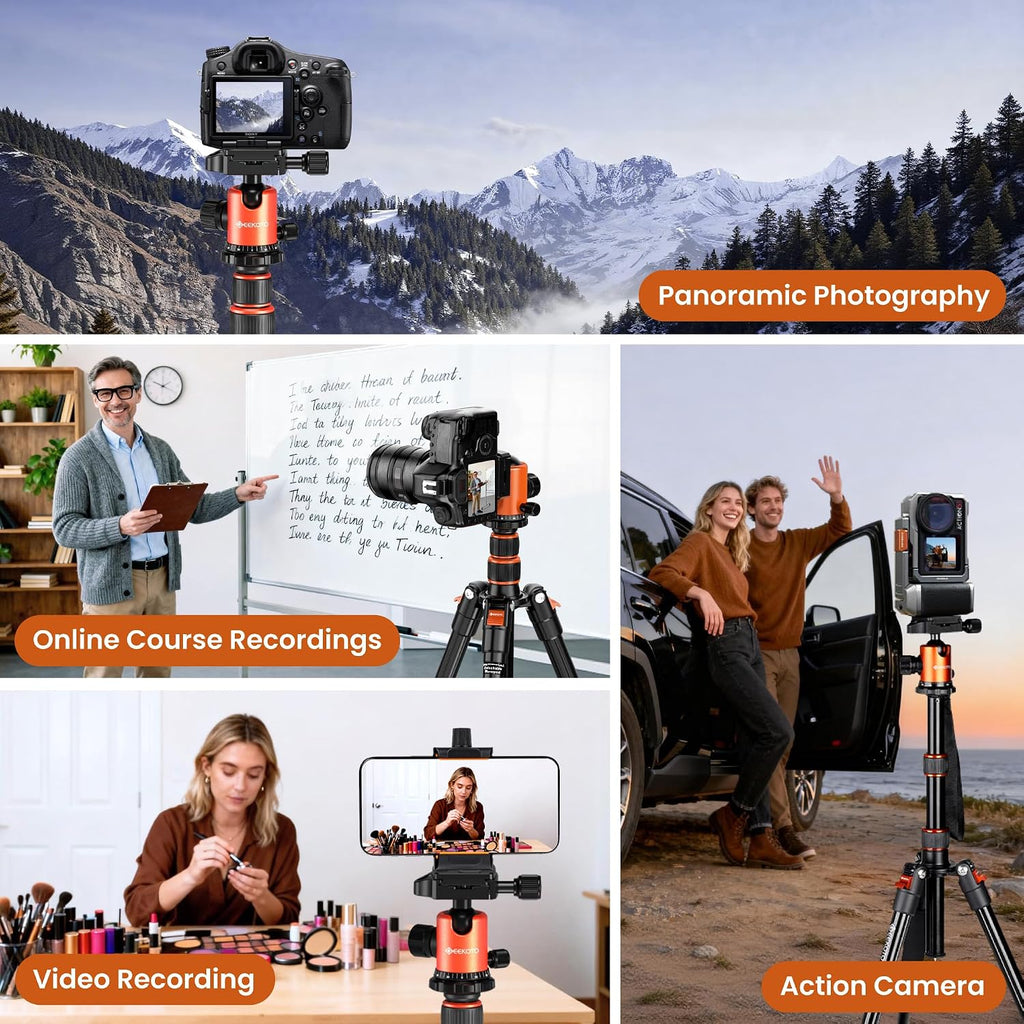 Trípode de 77 pulgadas, trípode de cámara para DSLR, trípode de aluminio compacto con cabezal de bola de 360 grados y carga de 17.6 lbs para viajes y trabajo