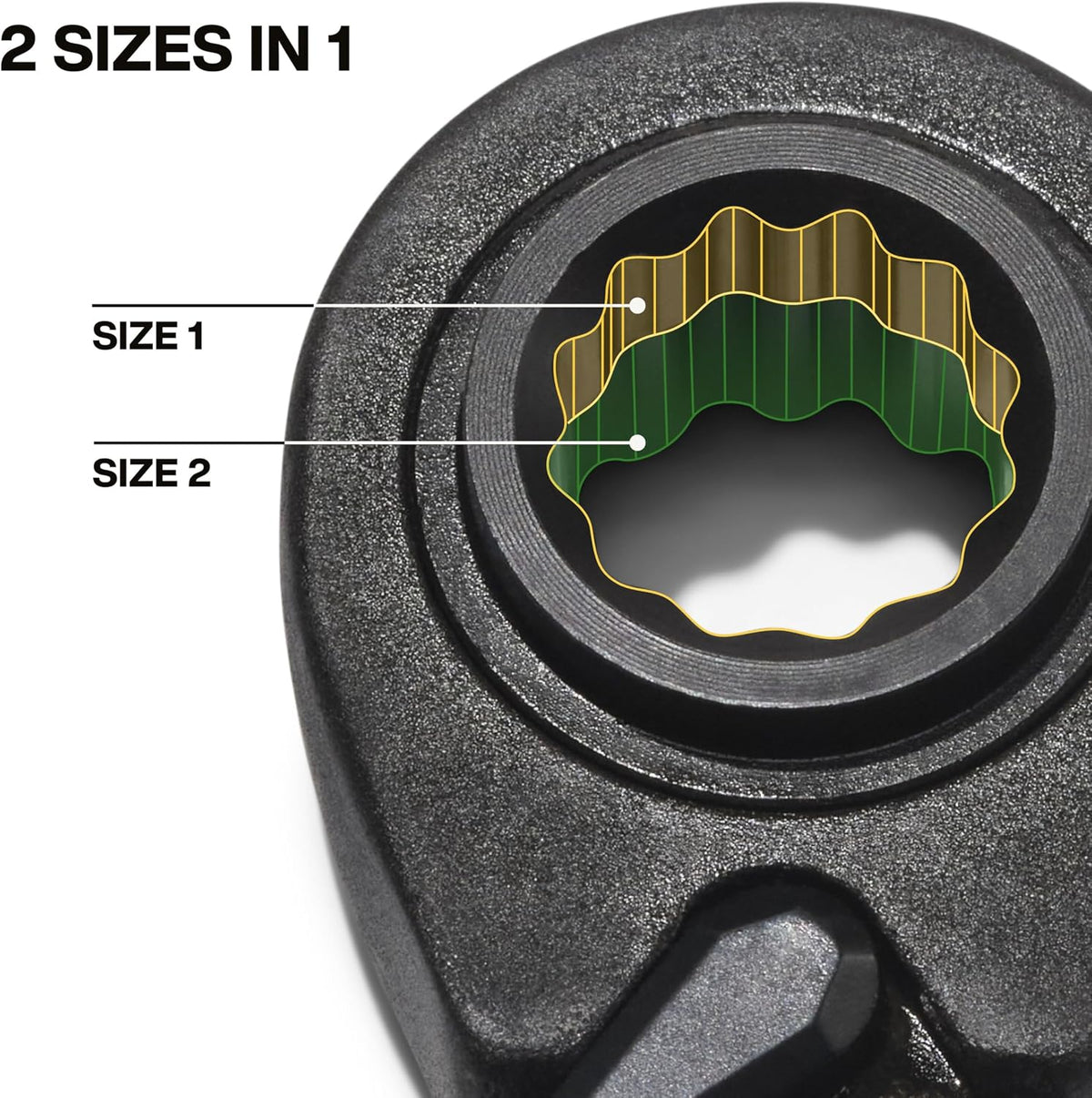 Klein Tools 68216 Juego de llaves de caja de trinquete reversibles 4 en 1, llave cuádruple, SAE, 2 piezas, 1/4 a 3/4 pulgadas, acero forjado, 90 dientes