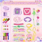 Kit de fabricación de pulseras de la amistad y telar de tejido de bricolaje, más de 500 cuerdas coloridas, bandas y cuentas, regalo creativo de artes y manualidades para niñas de 6 a 12 años, regalo de Navidad ideal para niñas de 5, 6, 7, 8 a 12 años