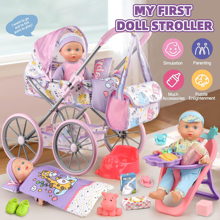 Juego de cochecito de bebé para niñas de 3-5 4 6 5 a 7