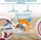 Bicicleta WinHope Fairy Girls con Asiento para Muñeca, Bicicleta Infantil de 12-20 Pulgadas para Edades 2-12