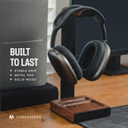 COREMINDED Soporte Universal para Auriculares en Escritorio, Madera de Nogal