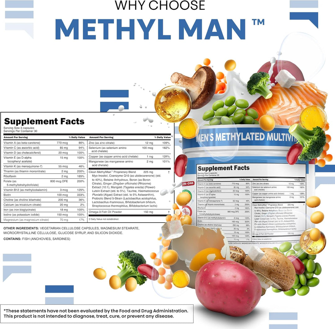 Clean Nutra - Multivitamínico metilado para hombres B6 y