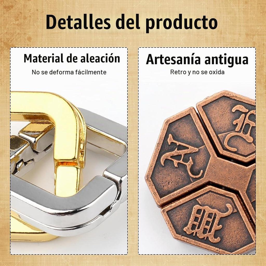 Juego de 36 rompecabezas de metal para el cerebro, rompecabezas de metal 3D para adultos, juego de desenredo de prueba de lógica de inteligencia, juegos entrelazados para desafío mental (estilo clásico)