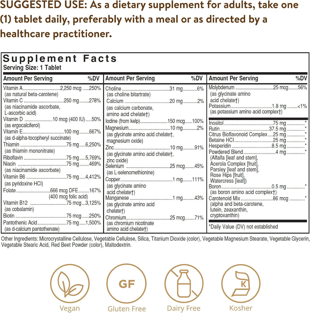 Solgar Fórmula sin hierro VM-75, 180 tabletas \u2013 Multivitamínic...