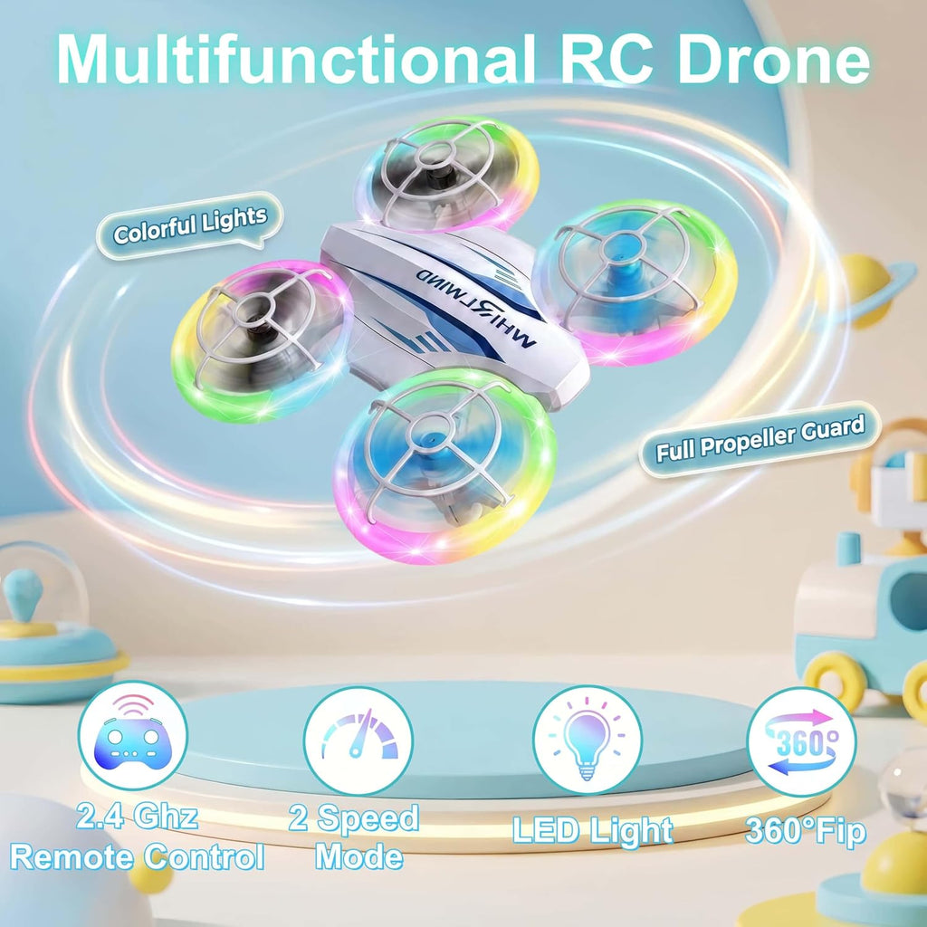 Dron LED RC para niños de 6 a 12 años, juguete de dron con luz LED con 3 baterías