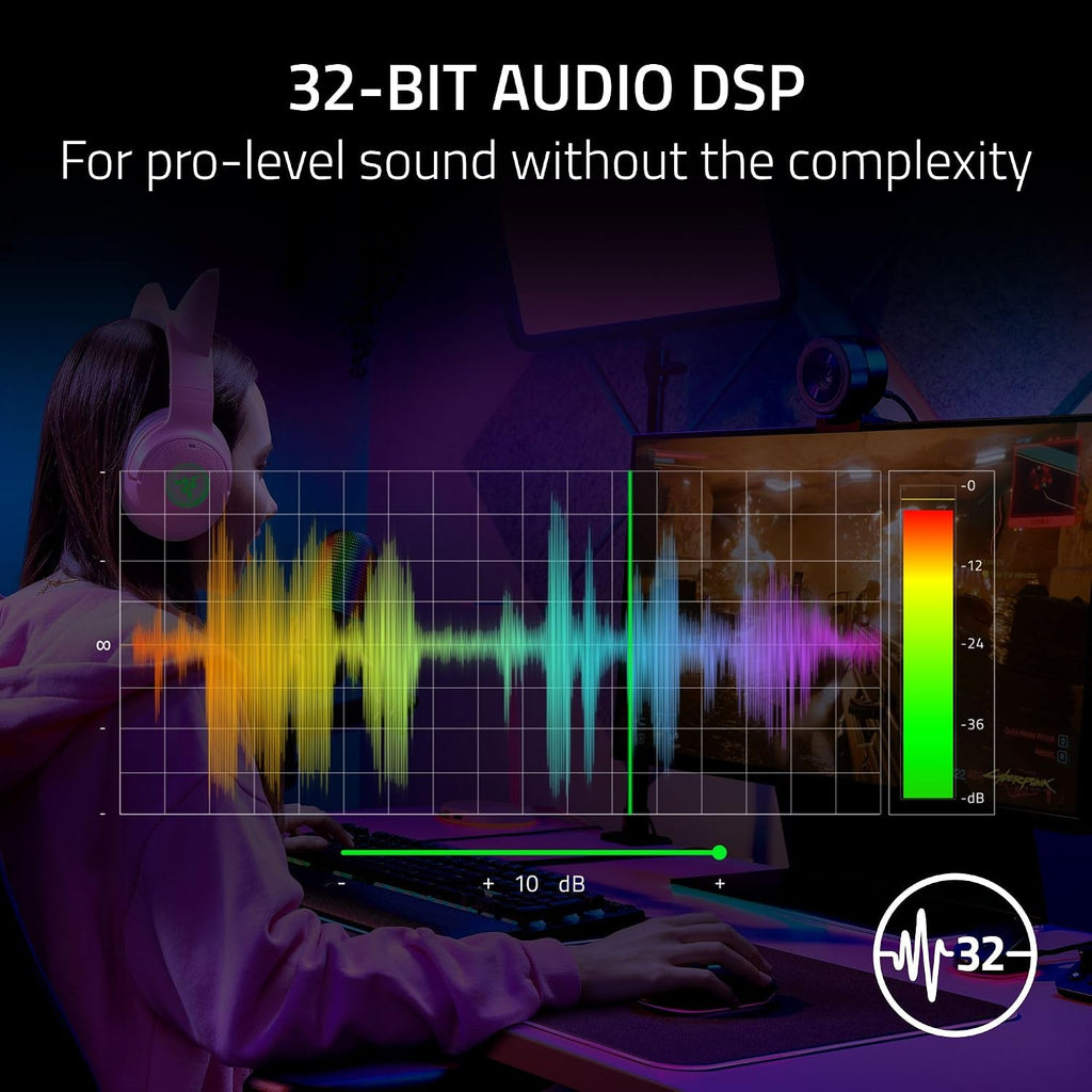 Razer Seiren V3 Chroma DSP de 32 bits, micrófono USB-C para PC y Mac, negro