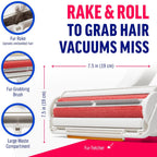ChomChom Roller & Rake - Rodillo reutilizable para depilación de mascotas con accesorio de rastrillo para piel de gato y perro en muebles, sofá, alfombra, automóvil, alfombras, ropa de cama y más, portátil, ecológico