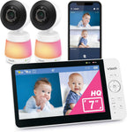 VTech Monitor inteligente WiFi para bebés, 2 cámaras para gemelos y dos habitaciones, pantalla dividida de 7 pulgadas, sensor 2K, visión gran angular, aplicación gratuita, luz nocturna, conversación