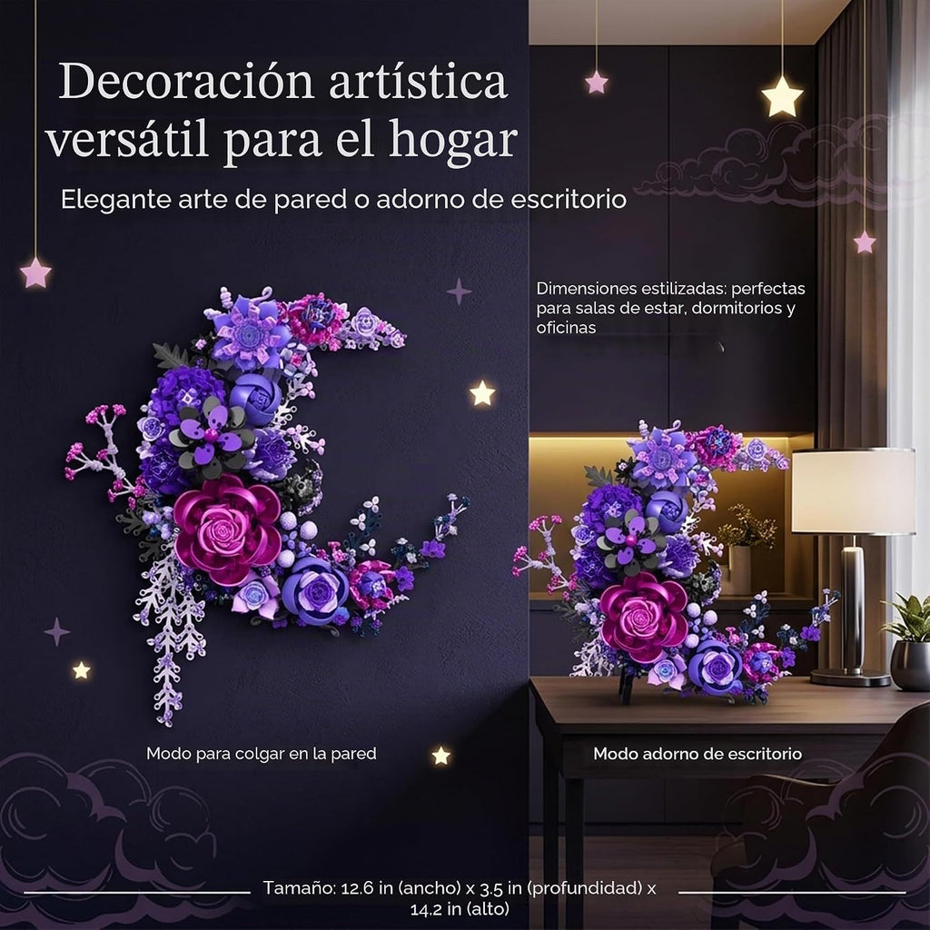 Purple Moon Flower Building Set, Botanicals Wall Art Decor