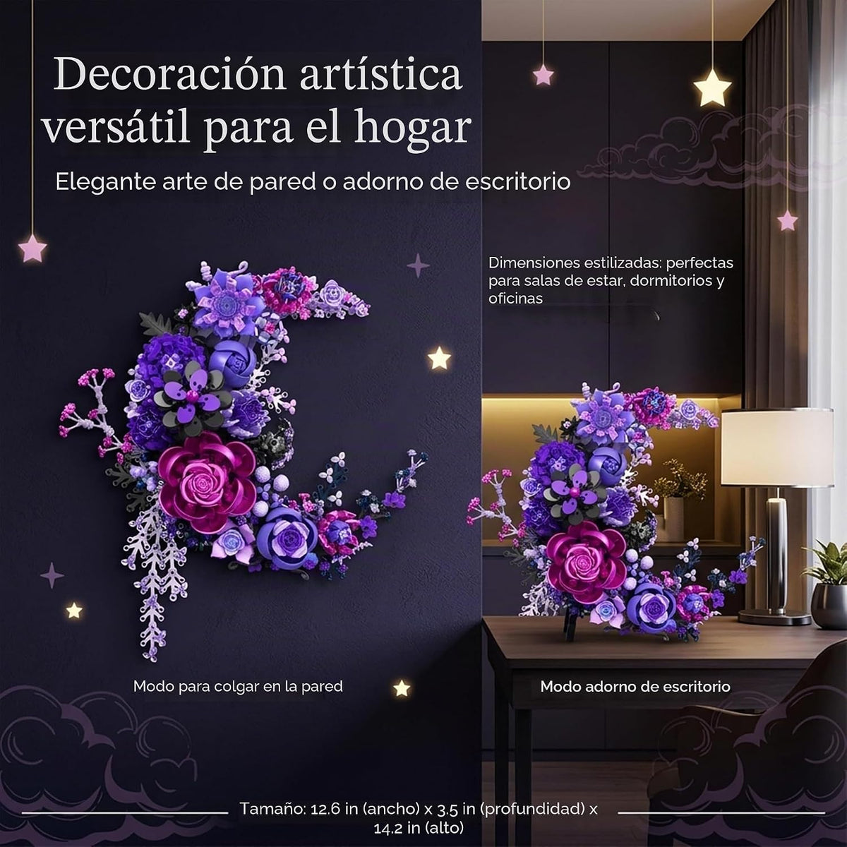 Purple Moon Flower Building Set, Botanicals Wall Art Decor