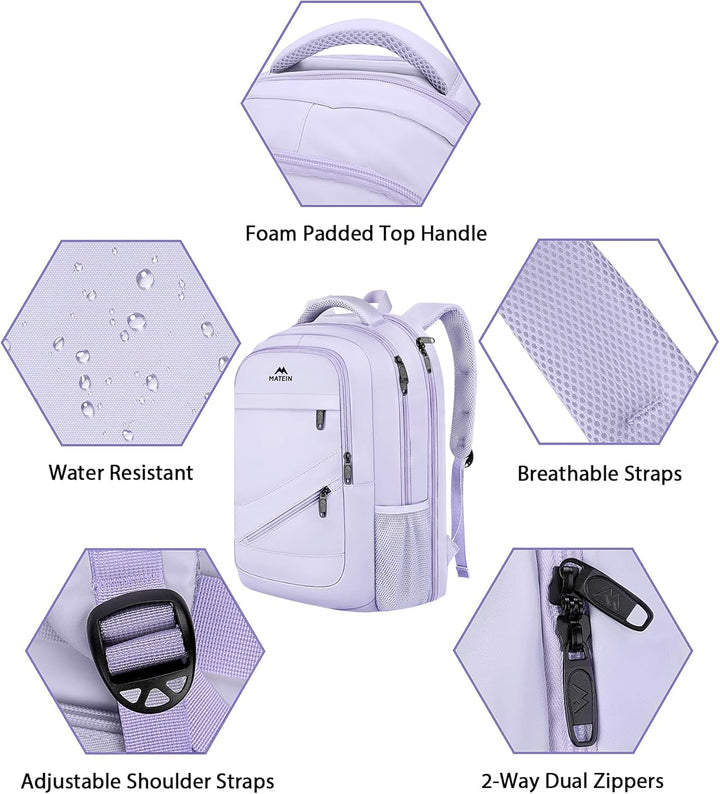 MATEIN Mochila grande para laptop de 17 pulgadas para mujer, mochil...