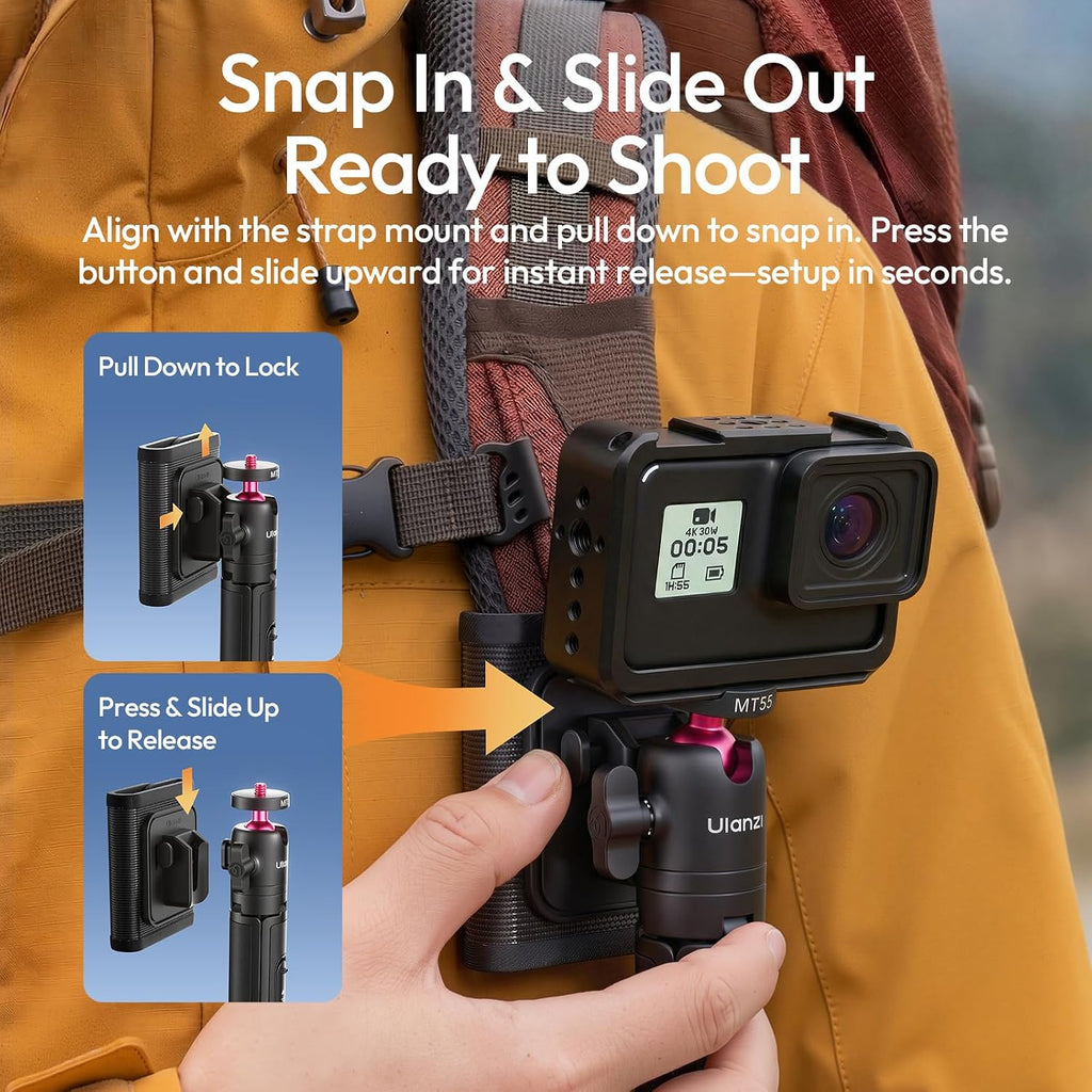 ULANZI MT55 SnapGo Mini Trípode Selfie Stick, 4 en 1, 12.2 pulgadas