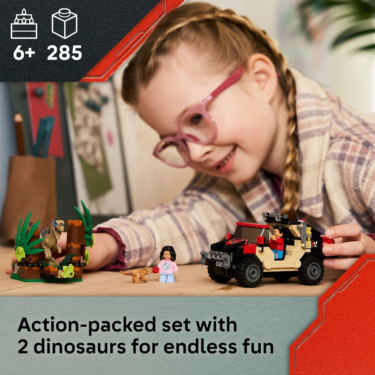 LEGO Jurassic World Raptor Off-Road Escape - Juego de