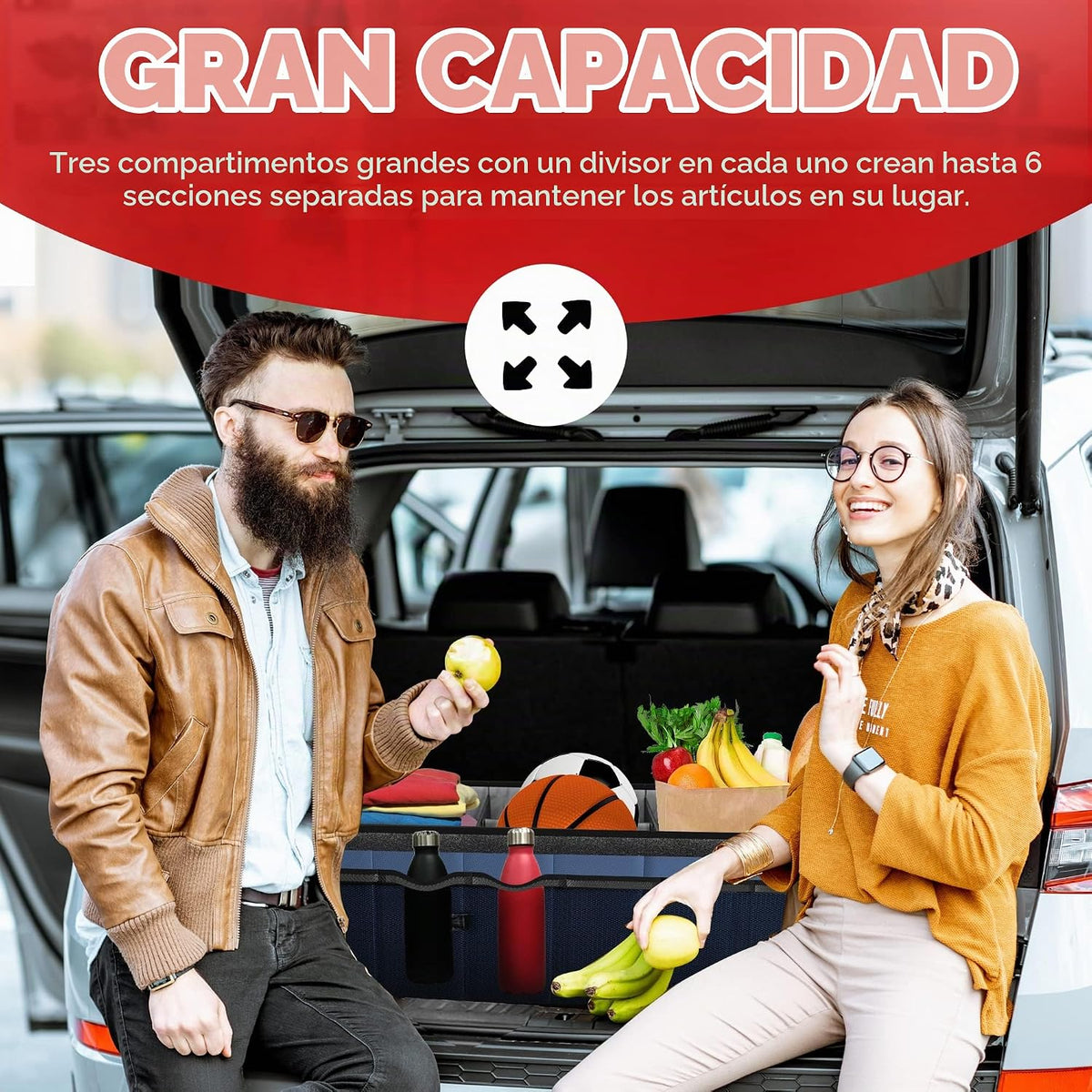 FORTEM Organizador de maletero - Organizador plegable para coche y