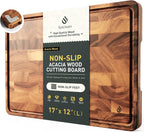 Tabla de cortar de madera de acacia con base antideslizante para cocina