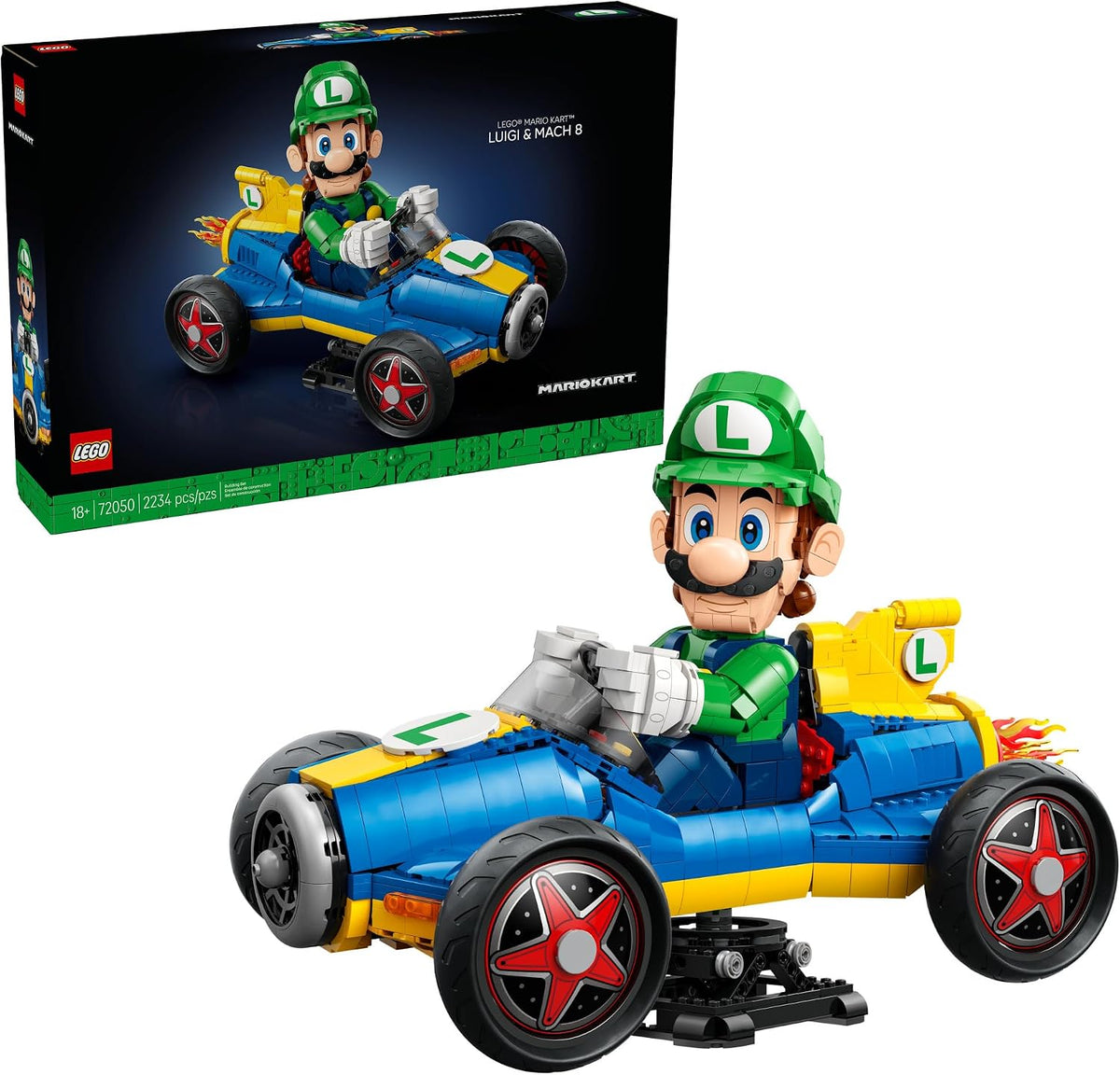 LEGO Mario Kart Luigi & Mach 8 - Juego de construcción para adultos, a partir de 18 años, coleccionable de Nintendo para fanáticos, regalo para hombres y mujeres, decoración de dormitorio o estantería