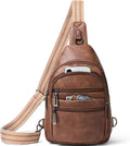 Bolso bandolera para mujer, bolsos cruzados, riñoneras, bolsa sobre el hombro, mochila de cuero vegano, bolso de viaje para regalo, color marrón