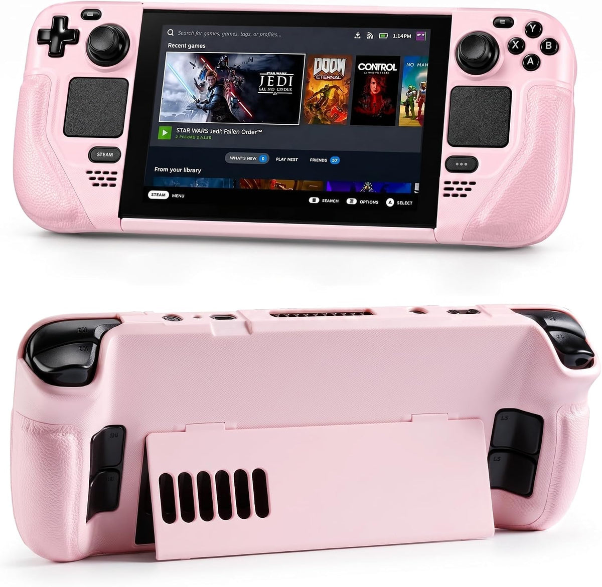Funda protectora UYIYE para Steam Deck OLED y LCD con soporte - Rosa