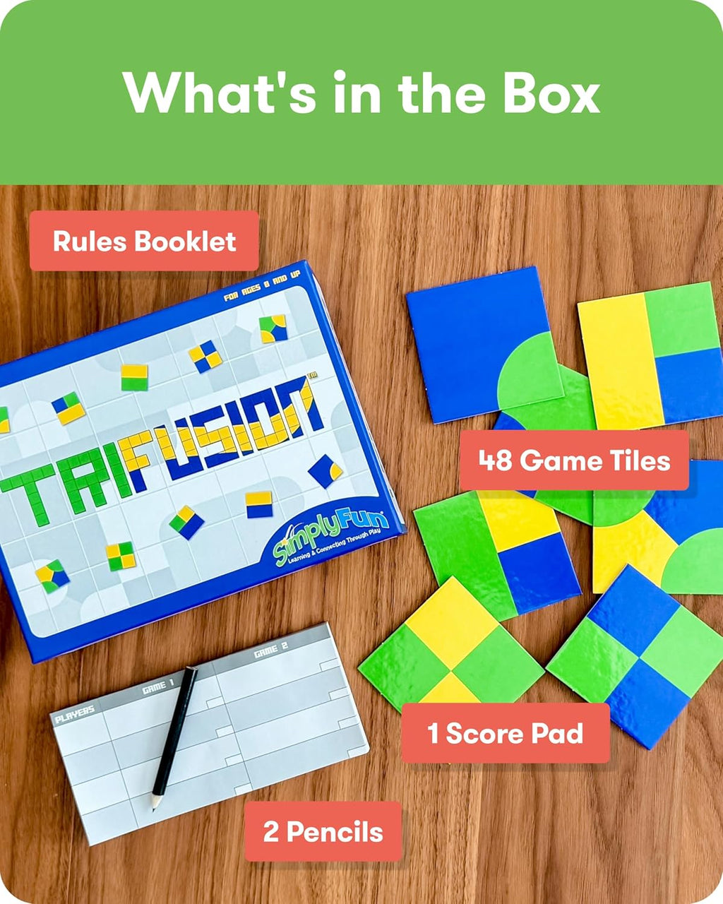 SimplyFun Trifusion - Juego de mesa de estrategia de mapeo visual para niños, 2 a 4 jugadores, a partir de 8 años - Razonamiento espacial, reconocimiento de patrones y planificación - 30 minutos de