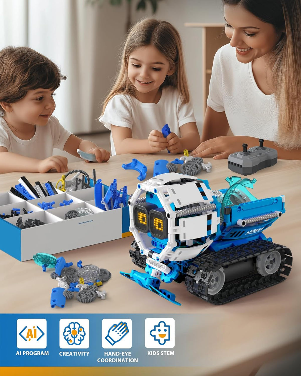 Opmind 5-en-1 STEM RC Robot Building kit, 494Pcs App Coding, Boys Age 8-13