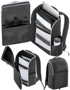 LVVIL Mochila para consola PS5/Slim/Pro, funda de transporte de protección completa para PS5, bolsa de viaje, bolsa de almacenamiento PS 5 de gran capacidad para controladores duales, portal PS, portátil, tarjetas de juego, kits de accesorios Sony PSP