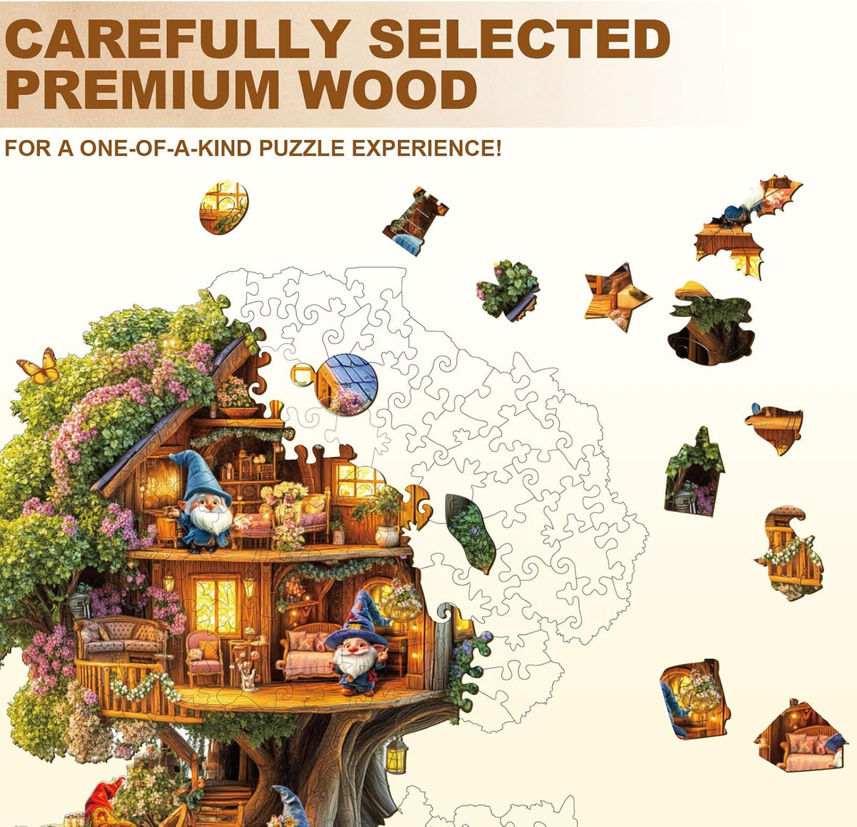 Rompecabezas de casa de árbol de elfos, regalos para adultos, 175 piezas de 11.4 x 11 pulgadas