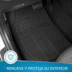 BDK Tapetes de piso para todo tipo de clima, 4 piezas, diseño de ajuste universal, tapetes de goma duraderos con bordes de captura, impermeables para automóviles, camiones, SUV (negro)