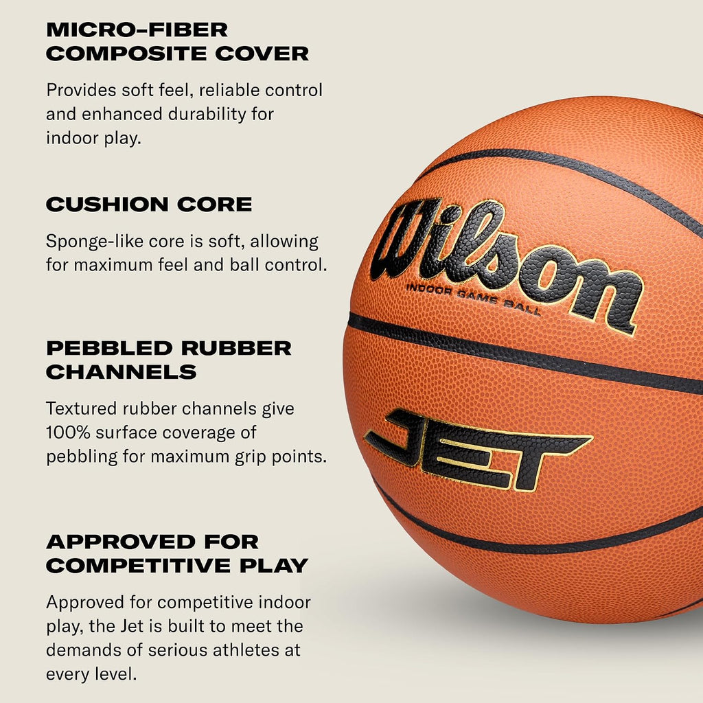 WILSON Jet Game - Balones de baloncesto para interiores, tamaño 5, tamaño 6 y tamaño 7