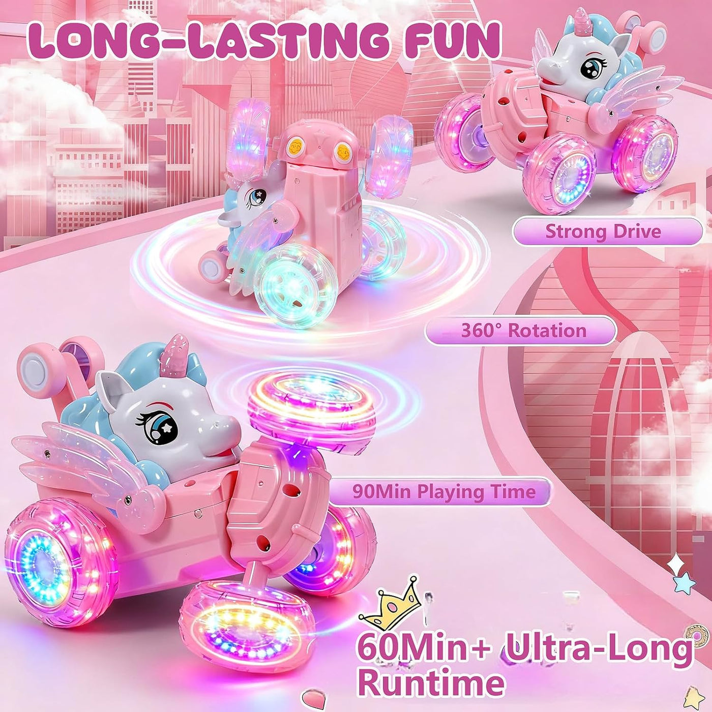 Logth Juguetes de Unicornio Coche RC para Niñas 4-6 Rosa Lindo Vehí...