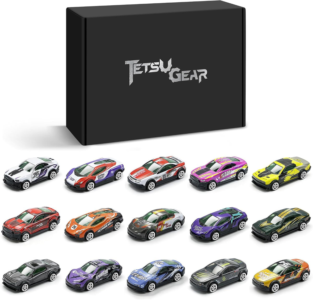 Juego de 15 autos fundidos a presión, autos de juguete de metal a escala 1
