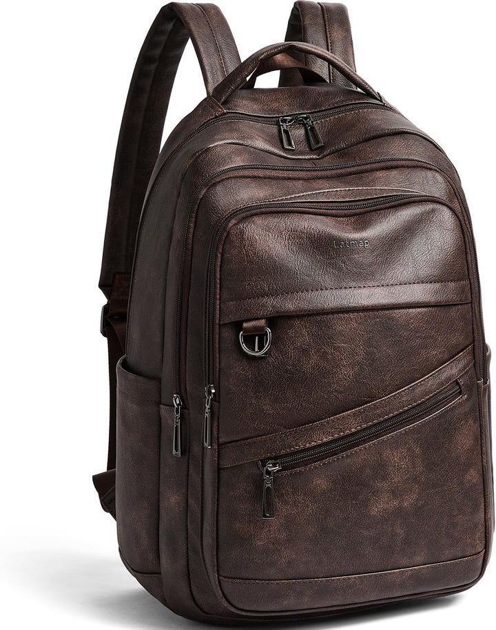 LATMAP Mochila de 43L para mujer: mochila de cuero vegano que cabe...