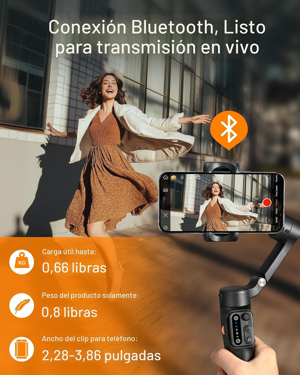 Estabilizador de cardán iSteady X3 SE de hohem para iPhone, estabilizador de teléfono con control remoto desmontable, cardán plegable portátil de 3 ejes para teléfono para Android y iPhone 16 15 Pro