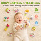 Juego de sonajero y mordedor para bebés, juguetes para bebés de 0 a 6 meses