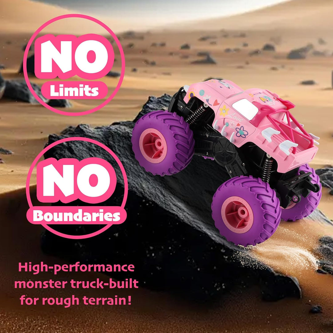 Threeking 1:16 Camión monstruo RC rosa impermeable Juguetes de cont...