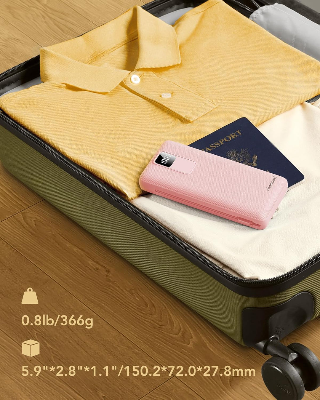 charmast Cargador portátil de 20000 mAh con enchufe de pared, carga...