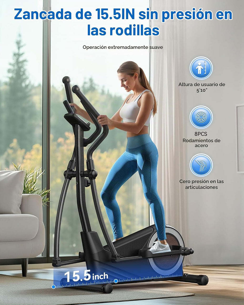 Niceday Máquina elíptica de ejercicios, máquina elíptica para el hogar, entrenador elíptico magnético con zancada de 15.5 a 19 pulgadas, 16 niveles de resistencia, capacidad de carga de 400 libras