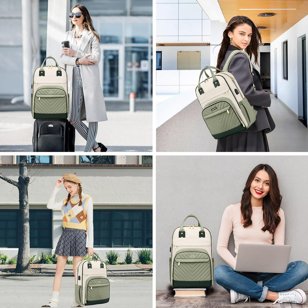 bagswan Mochila para laptop para mujer, 31-beige verde claro, 17,3...