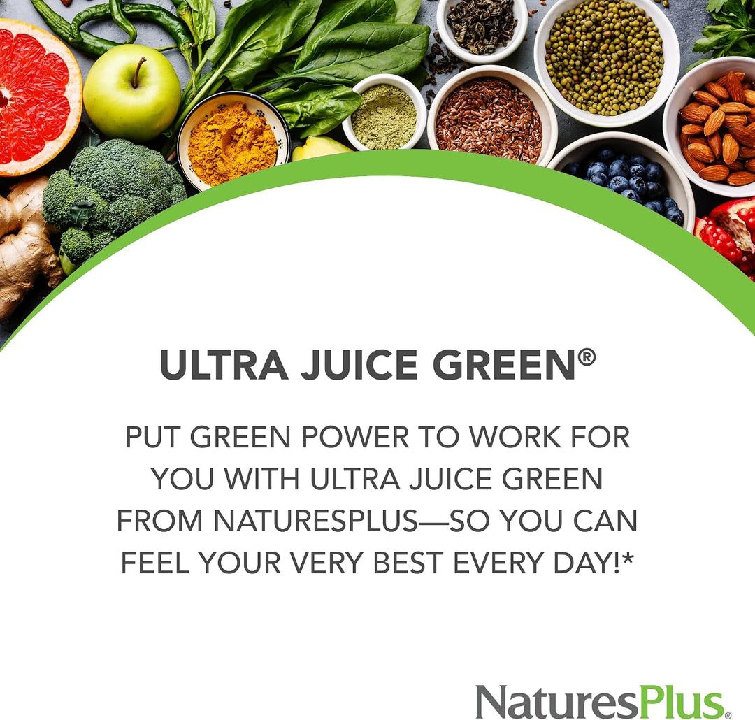 NaturesPlus Ultra Juice Green - 90 tabletas de dos capas, paquete d...