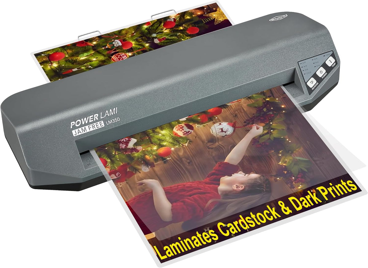 SINCHI Laminador comercial de 13 pulgadas | 3-10 mil, 4 rodillos, calentamiento de 48 segundos, 17 s/hoja, diseño resistente sin atascos, funciona con cartulina y impresiones oscuras, incluye 10 hojas, ideal para oficina, escuela y negocios